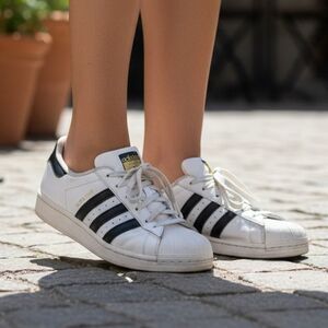 ADIDAS SUPERSTAR Classic White & Black Women's Sneakers - Size: 5